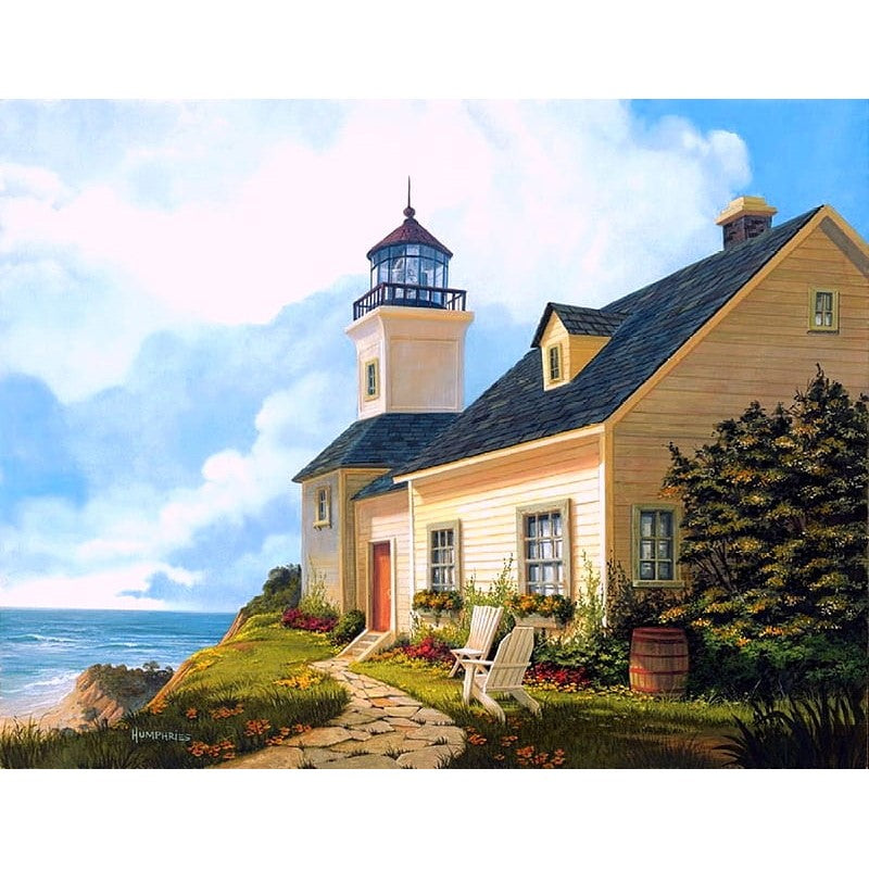 Stupell Coastal Lighthouse Beacon House - 5D DIY Diamond Painting Kit - Full Drill