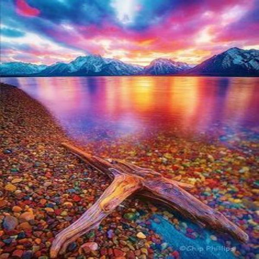 Lake View with Clear Water & Colorful Stones - 5D DIY Diamond Painting Kit - Full Drill