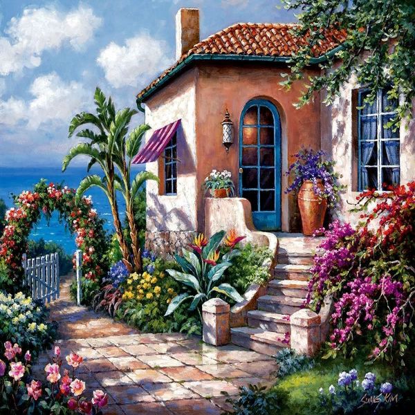 Wizardi Coastal Cottage - 5D DIY Diamond Painting Kit - Full Drill