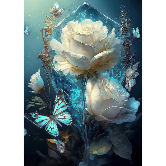 White flower - 5D DIY Diamond Painting Kit - Full Drill